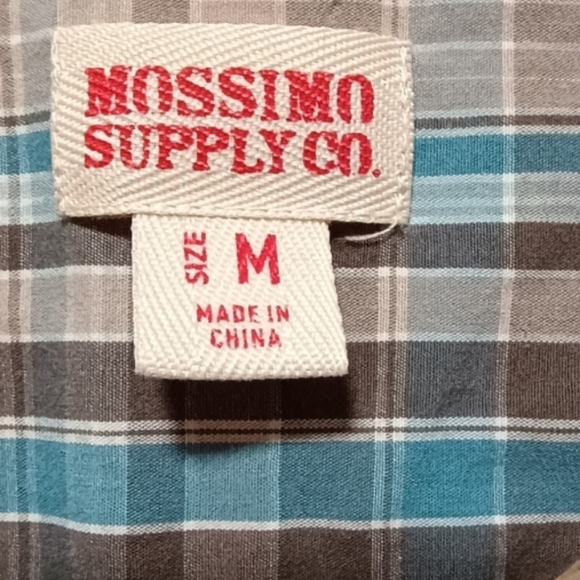 Mossimo Supply Co. Brown and Blue Plaid Shirt Men's Size M - Picture 2 of 2